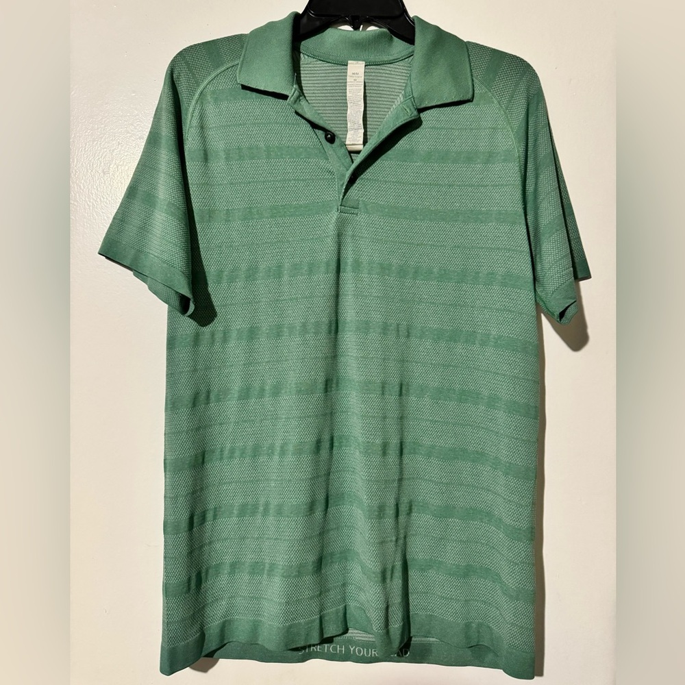 Lululemon Mens Medium Metal Vent Tech Short Sleeve Polo Performance Golf - Green